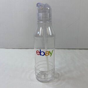 Clear eBay Logo Water Bottle 20 oz BPA-Free Plastic With Straw eBayana